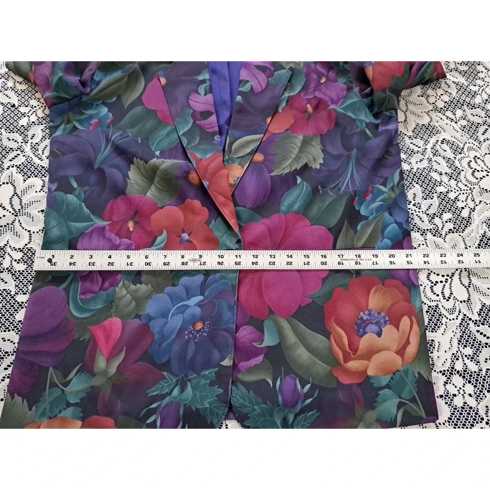 Alfred Dunner‎ Blazer 14 Purple Floral USA Made One Button Lined Pockets Career